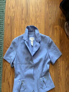 Short Sleeved Suit Jacket Light Blue